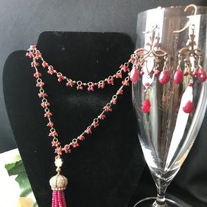 Sterling silver Chandelier ruby earring